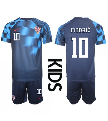 Kroatien Luka Modric #10 Bortaställ Barn VM 2022 Kortärmad (+ Korta byxor)